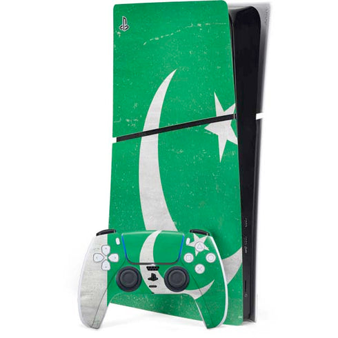 Pakistan Flag Distressed PS5 Slim Digital Edition Console Skin